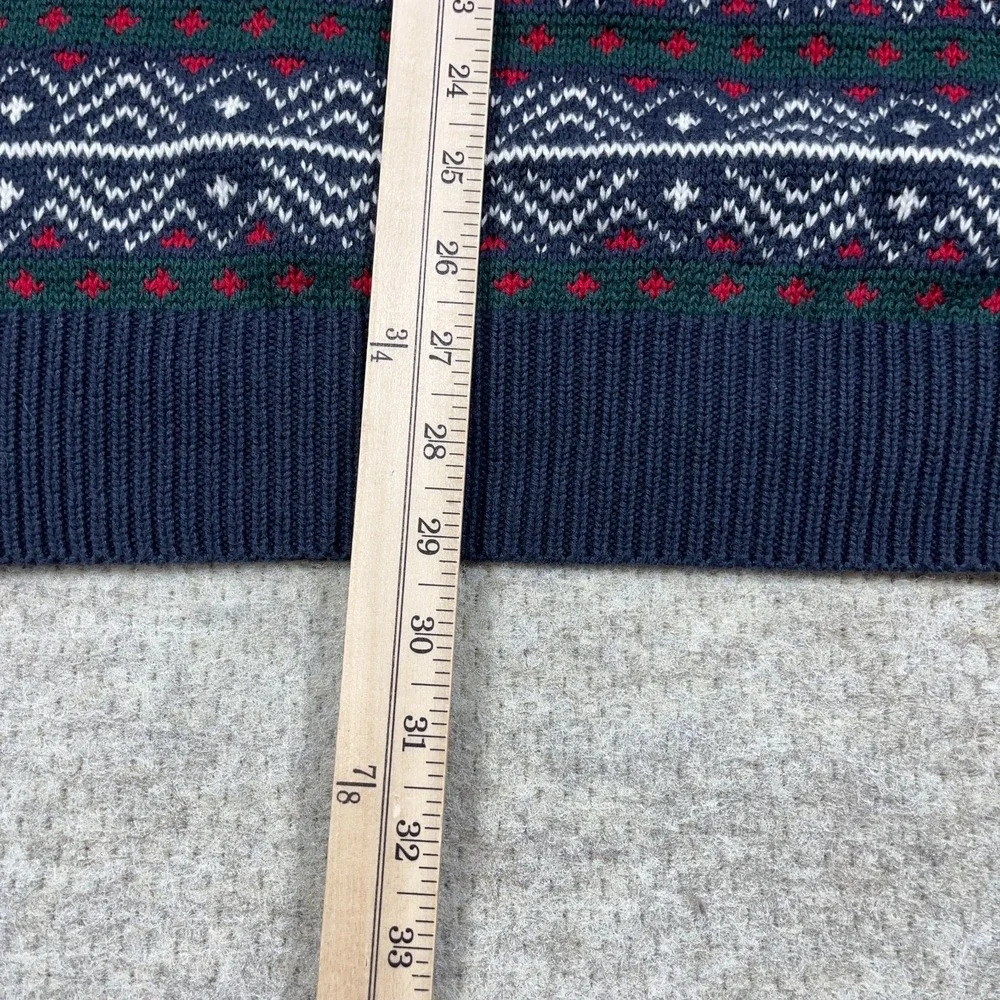 Vintage Grandpa Sweater Men XLT Blue Red Heavy Chunky Knit Geometric Nordic 90s‎
